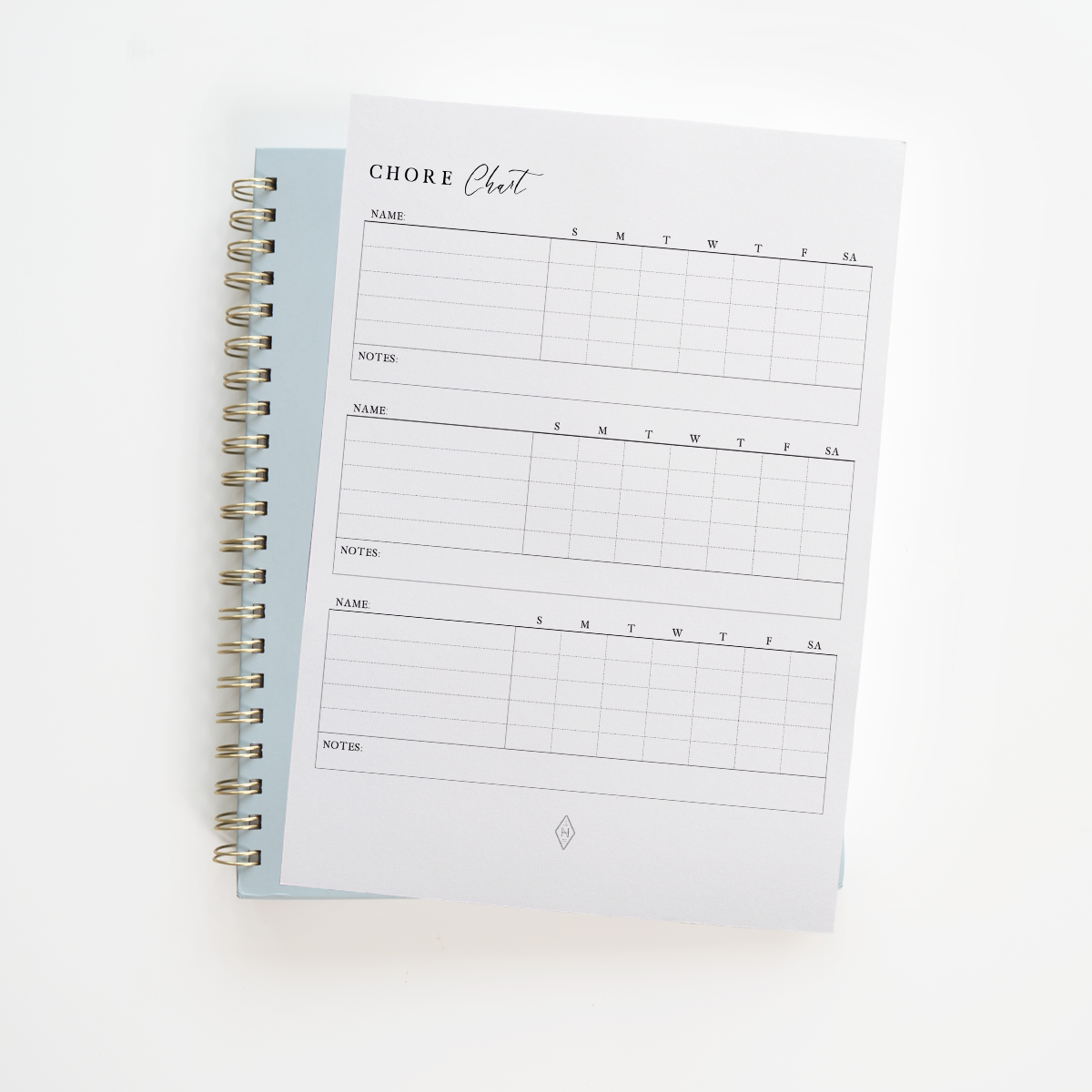 Family Chore Chart Insert